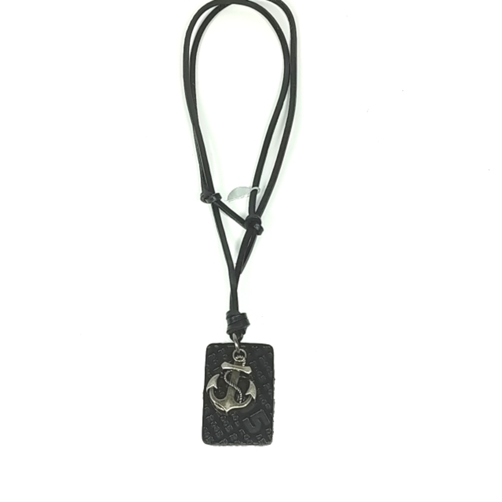 Anchor on leather cord necklace NWT